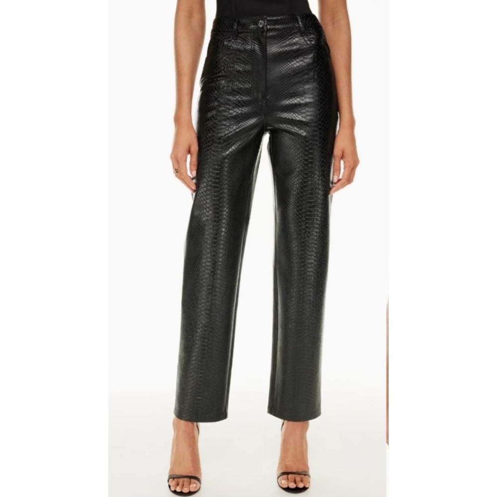 Wilfred Aritzia Melina Python Pant Women 0 Black Vegan Leather High Rise Chic